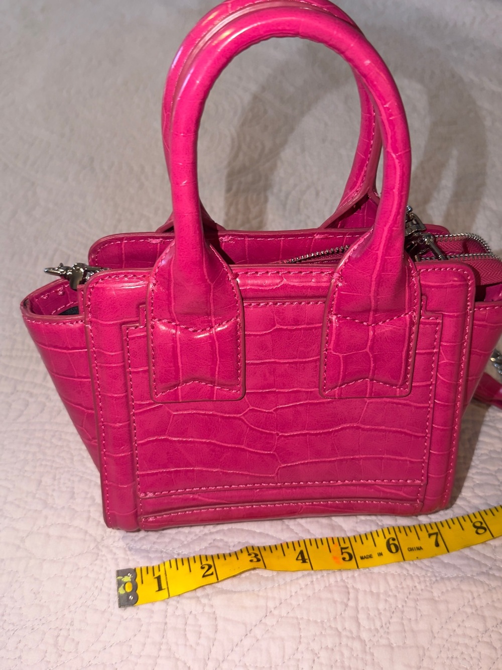 Zara Hot Pink Mini Faux-Croc Satchel